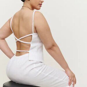 Reformation Amaya Linen Top Ivory - Size XS